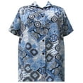 thumbnail image 1 of A Personal Touch Women's Plus Size Short Sleeve Button-Front Tunic with Shirring - Denim Tribal - 0x, 1 of 3