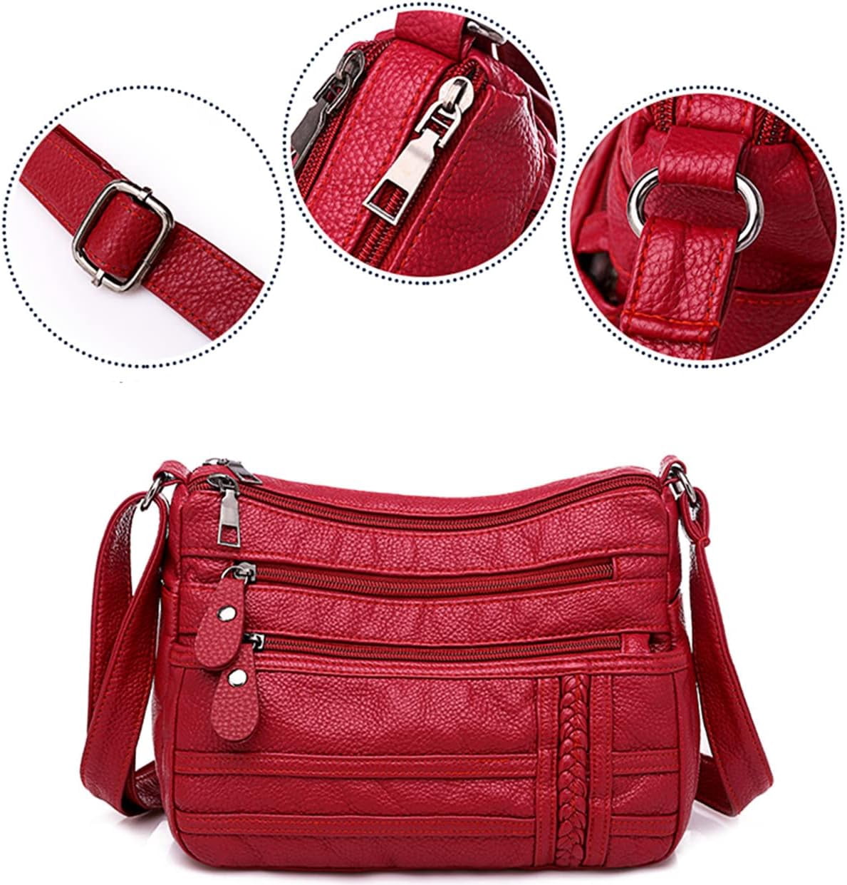 Shoulder Bag for Women, Soft PU Leather Purses with Multi Pockets Crossbody Bag Pocketbooks for Daily Use Travel