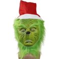 thumbnail image 1 of Máscara navideña de látex de lujo para comedia, fiesta de Halloween, color verde (máscara), 1 of 5