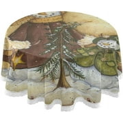 SKYSONIC Christmas Snowman Round Tablecloth 60 Inch Waterproof Stain and Wrinkle Resistant Washable Decorative Table Covers for Kitchen Dining Tabletop Party Outdoor Picnic