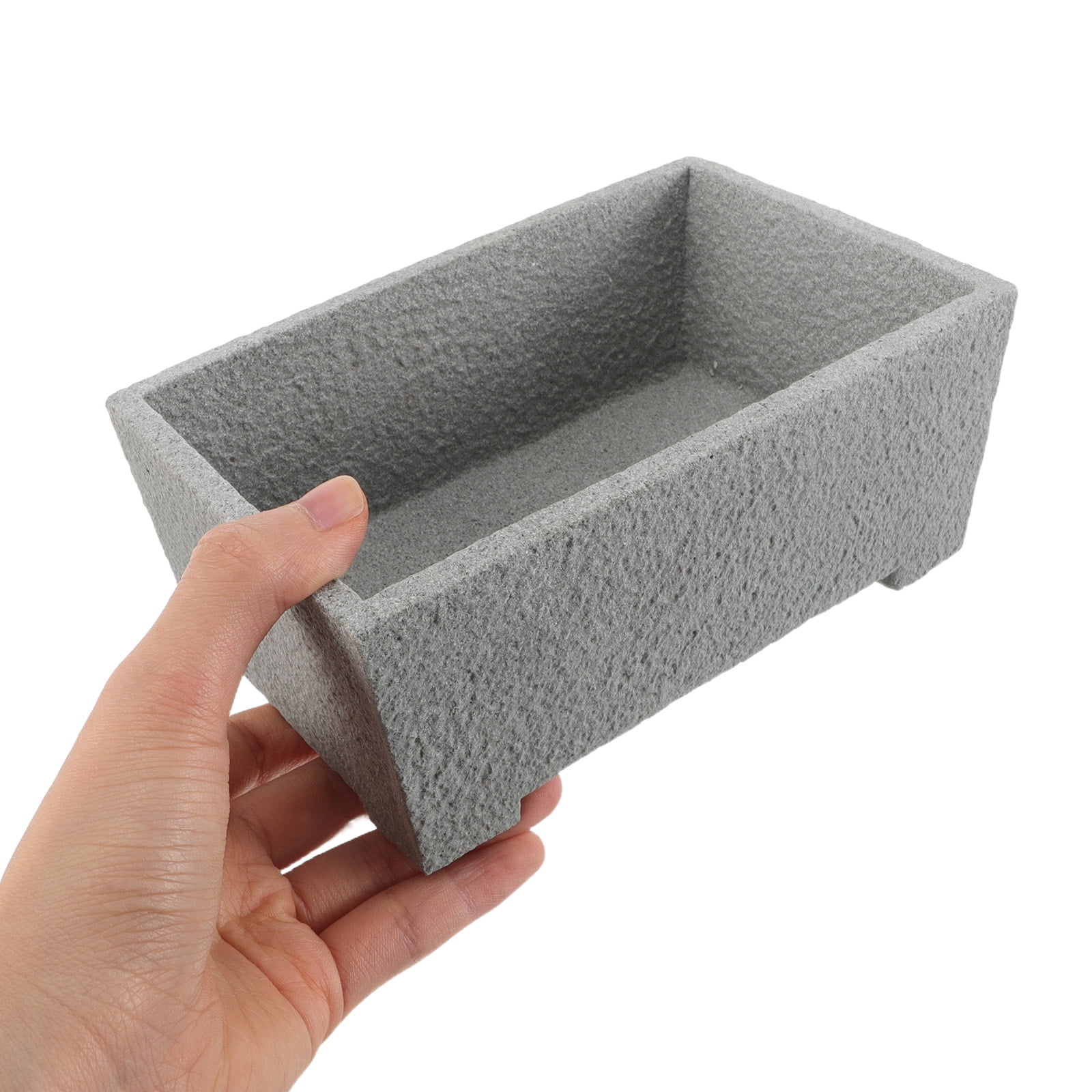 BESTYASH Stone Flower Pot Planter Rectangle Window Box for Succulent Cactus and Bonsai Tree Garden Decoration