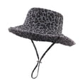 thumbnail image 5 of Shadoumai Womens Sun Hat with Leopard Print,Retro Fringed Edges Packable Cotton Bucket Hat Adjustable Outdoor Peaked Cap, 5 of 6