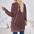 thumbnail image 4 of ZQGJB Cowl Neck Sweatshirts for Women Loose Lightweight Casual Solid Color Long Sleeve Pullover Blouse Trendy Autumn Side Slit Tunic Shirts Tops Purple L, 4 of 8