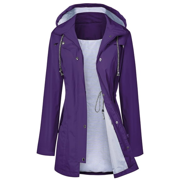 Gabardina impermeable LOMON con capucha larga para mujer