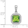 thumbnail image 4 of Sterling Silver Rhodium Plated Clear Cz And Square Green Pendant Made In Thailand qp5265aug, 4 of 5