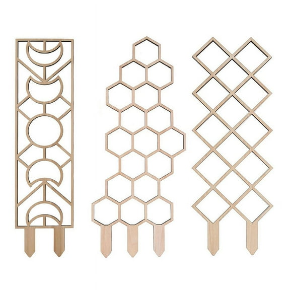 3PCS Wooden Honeycomb Plant Climbing Stand Lattice Horticultural Potting Fixed Support Pole