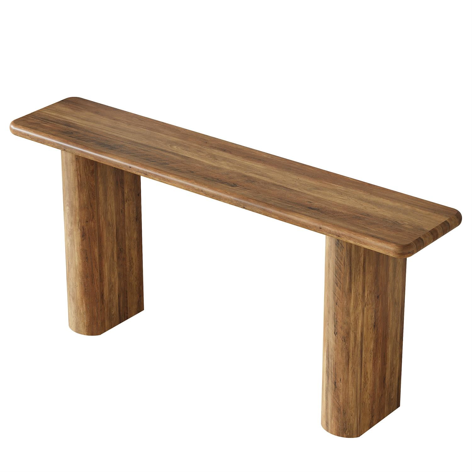 Demi Bonn 63" Rustic Console Table, Wooden Entryway Shelf, Vintage Style Living Room Display, Durable Storage for Home Decor, Brown