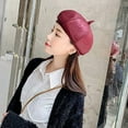 thumbnail image 6 of YooGuoGuo Beret Hat Faux Leather Beanie Cap French Artist Beret Cap, 6 of 7