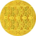 thumbnail image 1 of Ahgly Company Indoor Round Oriental Yellow Traditional Area Rugs, 3' Round, 1 of 4
