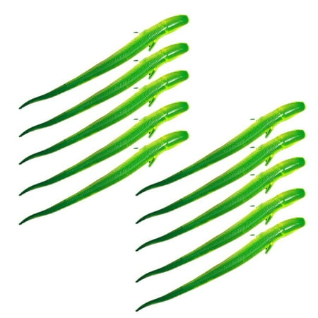 10Pcs 10cm/3g Fishing Lure Pointed Tail Streamlined Bright Color Reusable Multicolor Fish Attraction Universal Luminous Loach Worm Artificial Soft Bait Fishing Gear