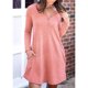 thumbnail image 2 of Vestido holgado, color puro, estilo otoñal, con bolsillos, color rosa, talla M, cuello en V, manga larga, botones, 2 of 6