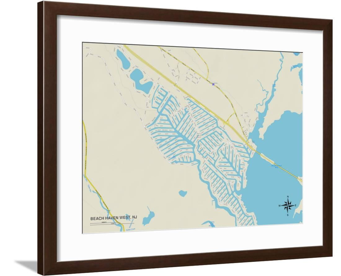 Political Map of Beach Haven West, NJ Framed Print Wall Art Walmart