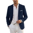 thumbnail image 3 of FGVCTG Mens Notch Lapel Blazer Jacket Casual Regular Fit Sport Coat Business Wedding Suit Jacket for Daily Party Prom Office Wear Navy L, 3 of 7