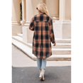 thumbnail image 4 of Womens Long Plaids Shacket Jacket Casual Fashion Lapel Button Down Long Sleeve Long Plaids Coat Jackets with Pockets, 4 of 9
