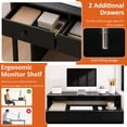 thumbnail image 4 of Extendable Computer Desk with 2 Drawers, Home Office Desk with Pull Out Secondary Desk for Study,Working,Writing，Black, 4 of 9