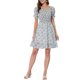 thumbnail image 1 of INSPIRE CHIC Vestido corto de manga corta con hombros descubiertos y estampado floral M Azul claro, 1 of 5