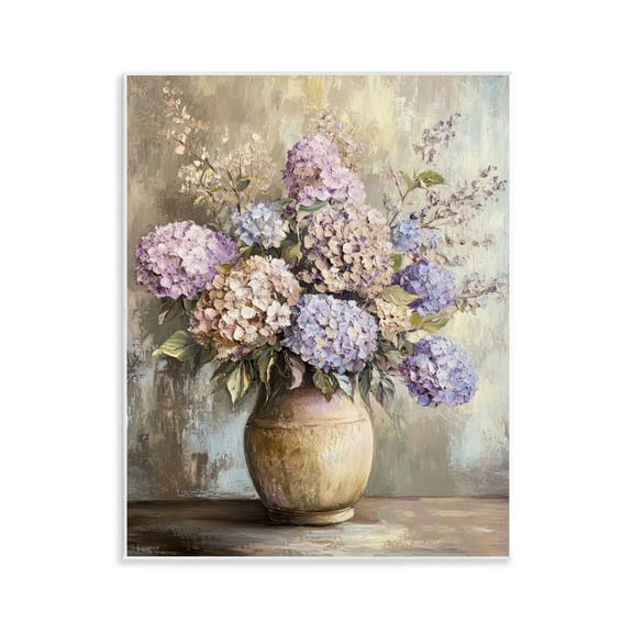 Stupell Industries Purple Hydrangea Pottery Plants & Flowers Painting Unframed Art Print Wall Art, 11 x 14