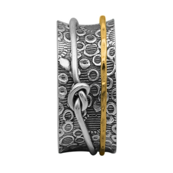 Love Knot Texture Design Meditation Anxiety 925 Silver Spinner Unisex Band