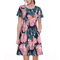 thumbnail image 1 of Saiise Robe d'Été à Motif de Roses pour Femmes, T-Shirt Décontracté à Manches Courtes, Robe Soleil Florale, Couvre-Maillot de Plage avec Poches, 1 of 6