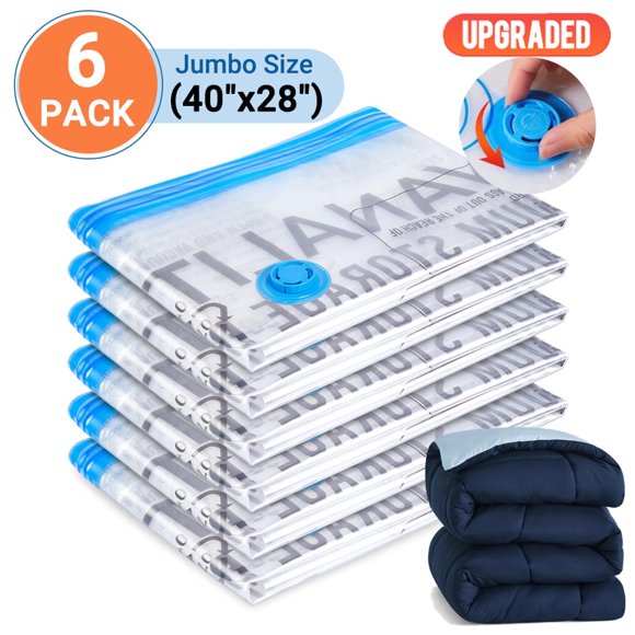 chock Vacuum Storage Bags 6 Pack Small Space Saver Sealer Bags Airtight Compression Bags for Clothes Pillows Comforters Blankets Bedding 24”x16”