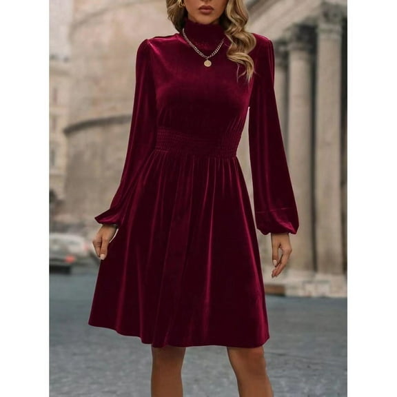 HH 2023 Autumn and Winter New Women's Clothing Velvet Long Sleeves Fashion Dress