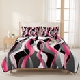 thumbnail image 3 of Full Quilt Set 78''x90'', Pink Stripe Lightweight Bedspread Coverlet Set with 2 Pillow Shams, Gradient Grey Moire Geometric Modern Abstract Breathable All Season Quilt Bedding for Bedroom/Guest Room, 3 of 9