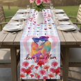 thumbnail image 4 of Mother's Day Table Runner 90 Inches, Love You Mom Carnations Flowers Plaid Bed Runner Dresser Scarves Tabletop for Indoor Outdoor Parties/Ceremony/Banquet, 13" x 90", 4 of 9