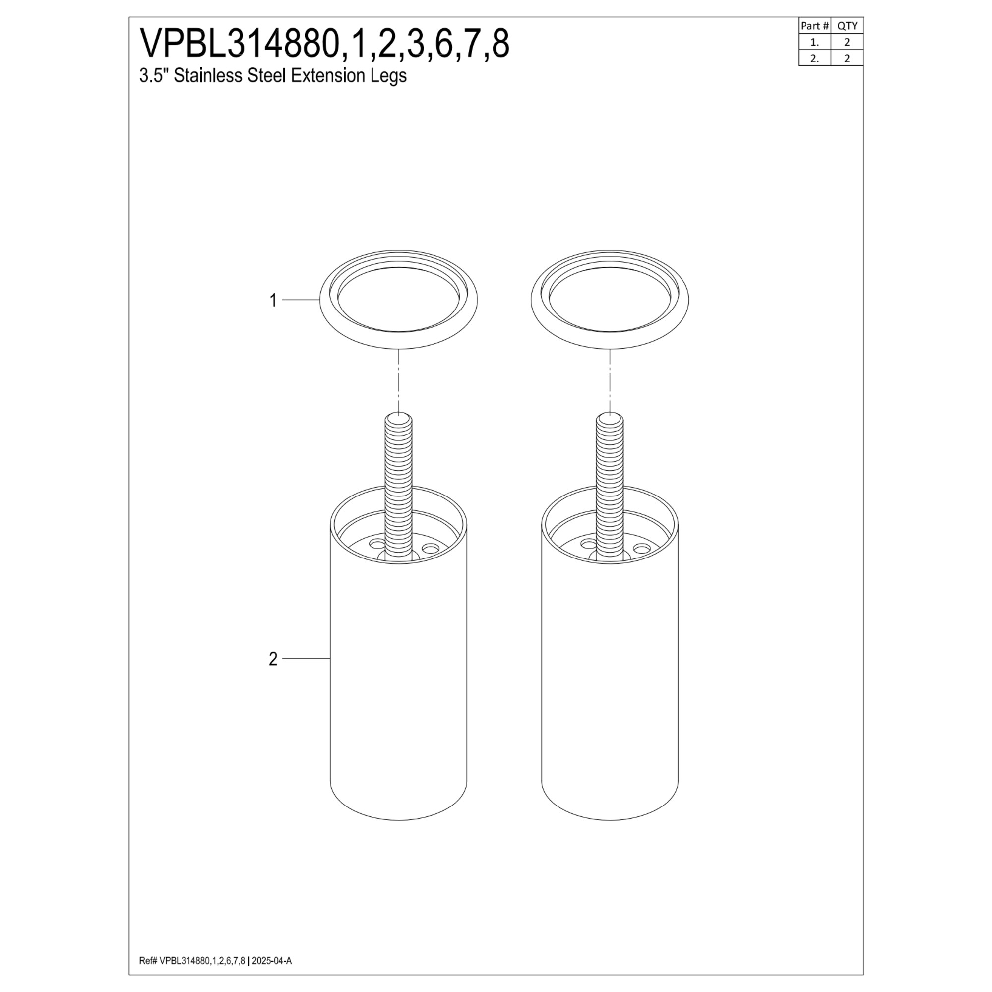 Kingston Brass VPBL314883 Imperial Extension Leg in Antique Brass