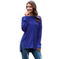 thumbnail image 3 of Innerwin Tee Col Rond T-shirt Femme Quotidien Couleur Unie T-shirt Ample Bleu m, 3 of 4