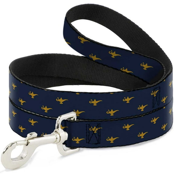Disney Pet Leash, Dog Leash, Aladdin Genie Lamp Monogram Navy Gold, 4 Feet Long 0.5 Inch Wide