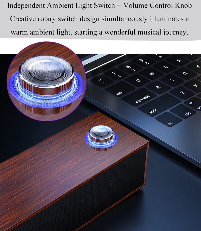Wired Bluetooth Wooden Multimedia Computer Desktop Speaker E350MB