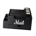 thumbnail image 2 of veasfak Countertop Mail Organizer Mail Basket Rustic Vintage Wooden Multipurpose Desk Organizer File Storage Holder for Paper Folders black, 2 of 8