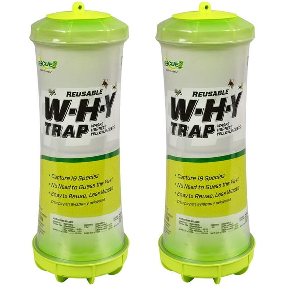 RESCUE! WHY Trap for Wasps, Hornets, & Yellowjackets  Hanging Outdoor Trap - 2 Traps