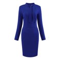 thumbnail image 2 of DARING DIVA Bow-Tie Neck Vintage Pencil Dress S Royal Blue, 2 of 6