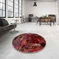 thumbnail image 3 of Ahgly Company Indoor Round Abstract Cranberry Red Patchwork Area Rugs, 3' Round, 3 of 6