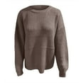 thumbnail image 3 of Lovskoo Sweaters for Women Winter Trendy Long Sleeve Round Neck Pullover Sweater Coffee, 3 of 4