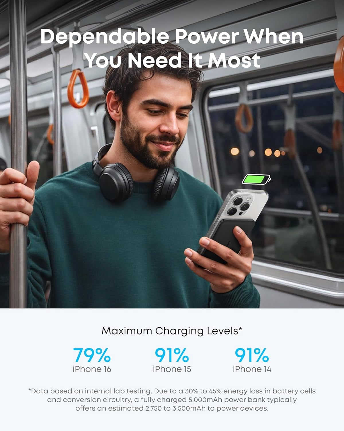 Anker Nano Power Bank, Ultra-Slim 5,000mAh Magnetic Wireless Charging Battery, Qi2 Certified 15W Max MagSafe-Compatible Portable Charger, Ergonomic Design, Compatible for iPhone Air/17/16 Series