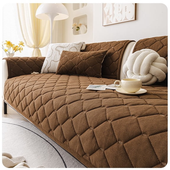 XmhyTop-A Winter Corduroy Sofa Cover Couch Cover Protector, Soft Non Slip Couch Cover Pet Dog Sofa Protector for Sectional Sofa,70x70cm,1 Piece,Brown
