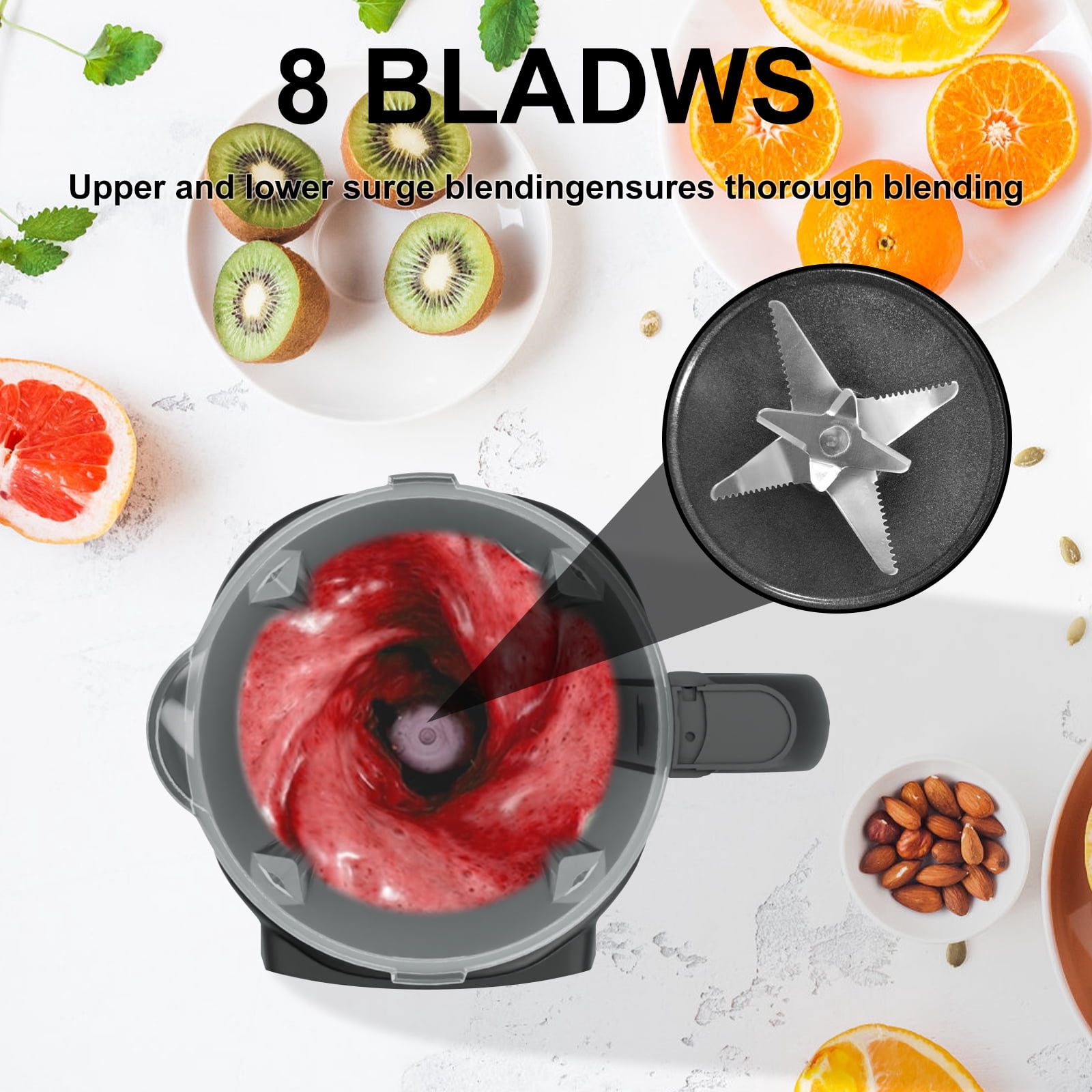Soulgenix Blender for Smoothies, 50 oz Countertop Blender with Milkshake, Juice, Crush Ice and Pulse, 1200W Peak Watts, PowerCrush Food Processor with Self-Cleaning, Stainless Steel Blade, Black