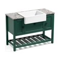 thumbnail image 4 of 48” Solid Wood Bathroom Vanity without Sink, Modern Wide  Painted Bathroom Storage Cabinet with 3 Cabinets & Bottom Shelf,  Soft Closing Stand Cabinet Doors Set for Home, Hotel, Green, 4 of 8
