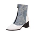 thumbnail image 1 of NECHOLOGY Botas Mujer Zapatos Botines mujer Botas de mujer Tacón Botas gruesas para mujer Hermosas botas de invierno Botas de moda Fuente Cremallera frontal Botas de tacón grueso (Blue, 7), 1 of 5
