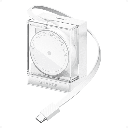 SHARGE Retractable 65W USB C Charger, GaN Power Wall Charger with Retractable Cable, 2 Devices PD Fast Charging for Laptops, Phones,Pads Black