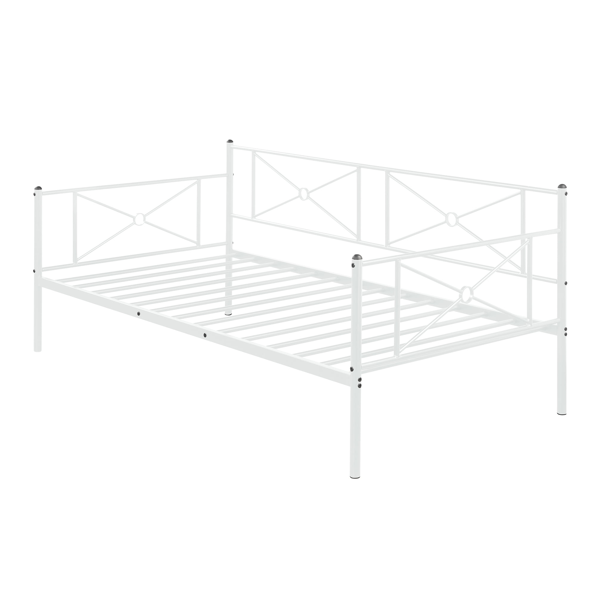 Black and White Double Size Metal Sofa Bed Frame with Steel Slats