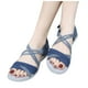 thumbnail image 3 of Bmisegm Women's Summer Fashion Open Toe Solid Color Adjustable Elastic Sports Sandals Breathable Non Slip Outdoor Beach Sandals Womens Sandals Summer Blue 9, 3 of 8