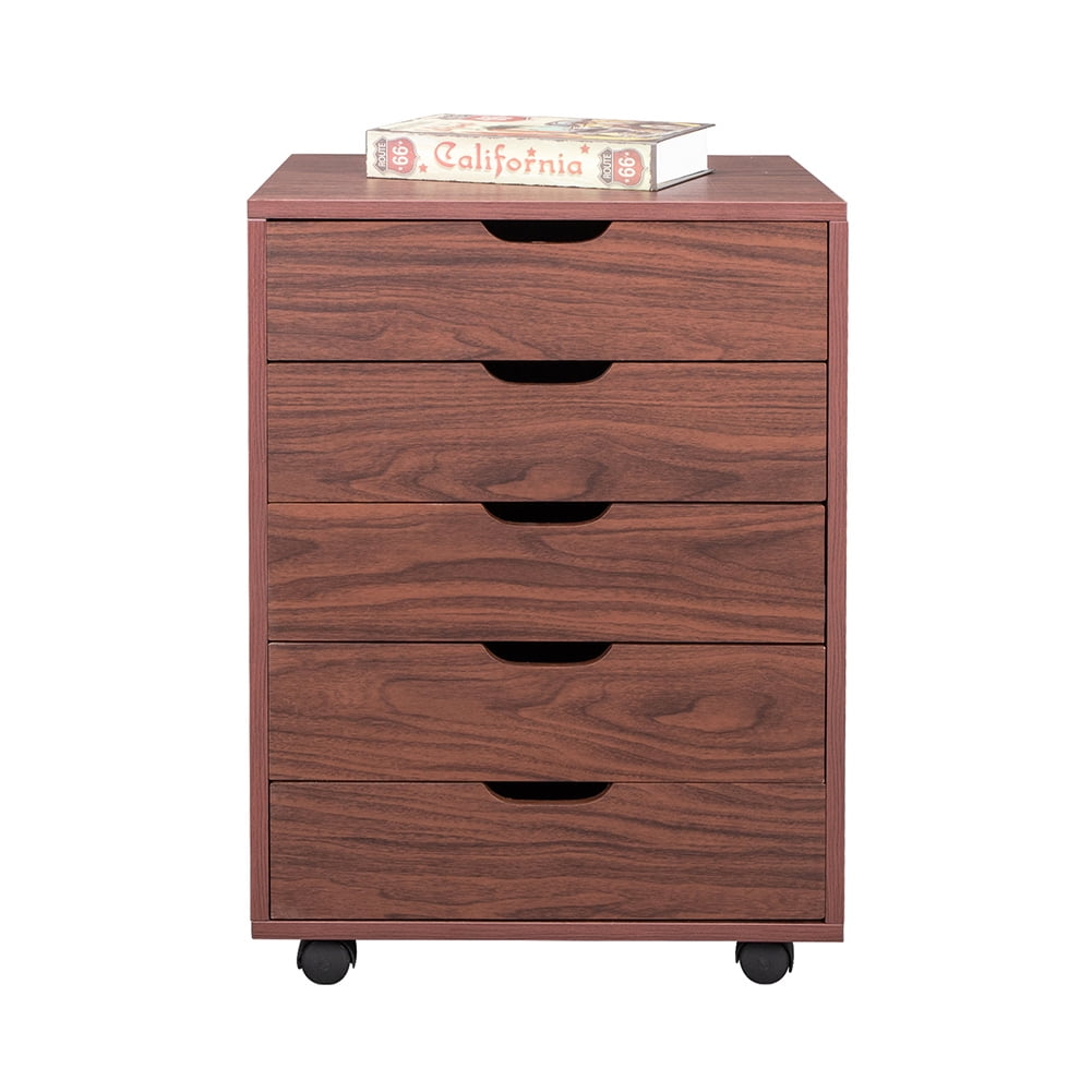 Private Jungle Five Drawers MDF With PVC Wooden File Cabinet Dark Walnut Color Private Jungle Five Drawers MDF With PVC Wooden File Cabinet Dark Walnut Color