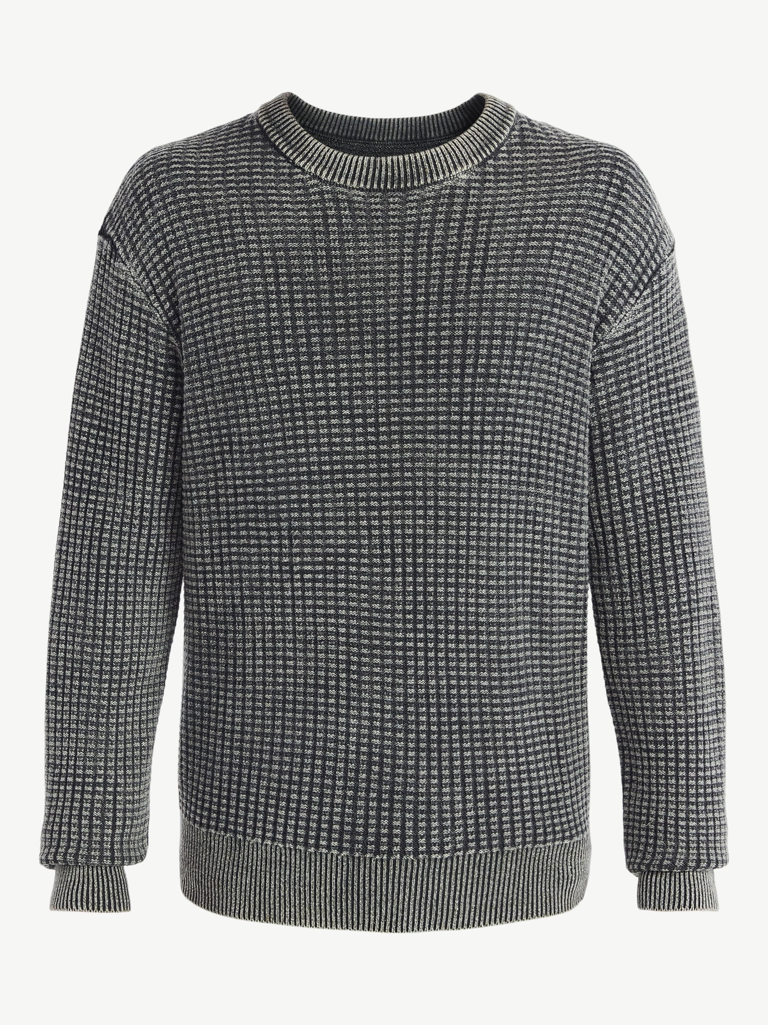 No Boundaries Men's & Big Men's Thermal Stitch Crewneck Sweater, Midweight, Sizes XS-3XL