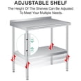 thumbnail image 2 of Ourlova 30x24 Inches Stainless Steel Prep Table with Backsplash Commercial Heavy Duty Work Table Adjustable Under Shelf for Kitchen Restaurant Business, 2 of 6