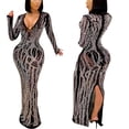 thumbnail image 3 of Vestido CUTUBLY Birthday de manga larga con malla de strass negro, 3 of 6