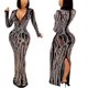 thumbnail image 3 of Vestido CUTUBLY Birthday de manga larga con malla de strass negro 2XL, 3 of 6