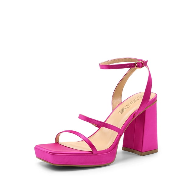 Sandalia DREAM PAIRS con Plataforma, Tacones Cuadrados, Color Rosa Fucsia